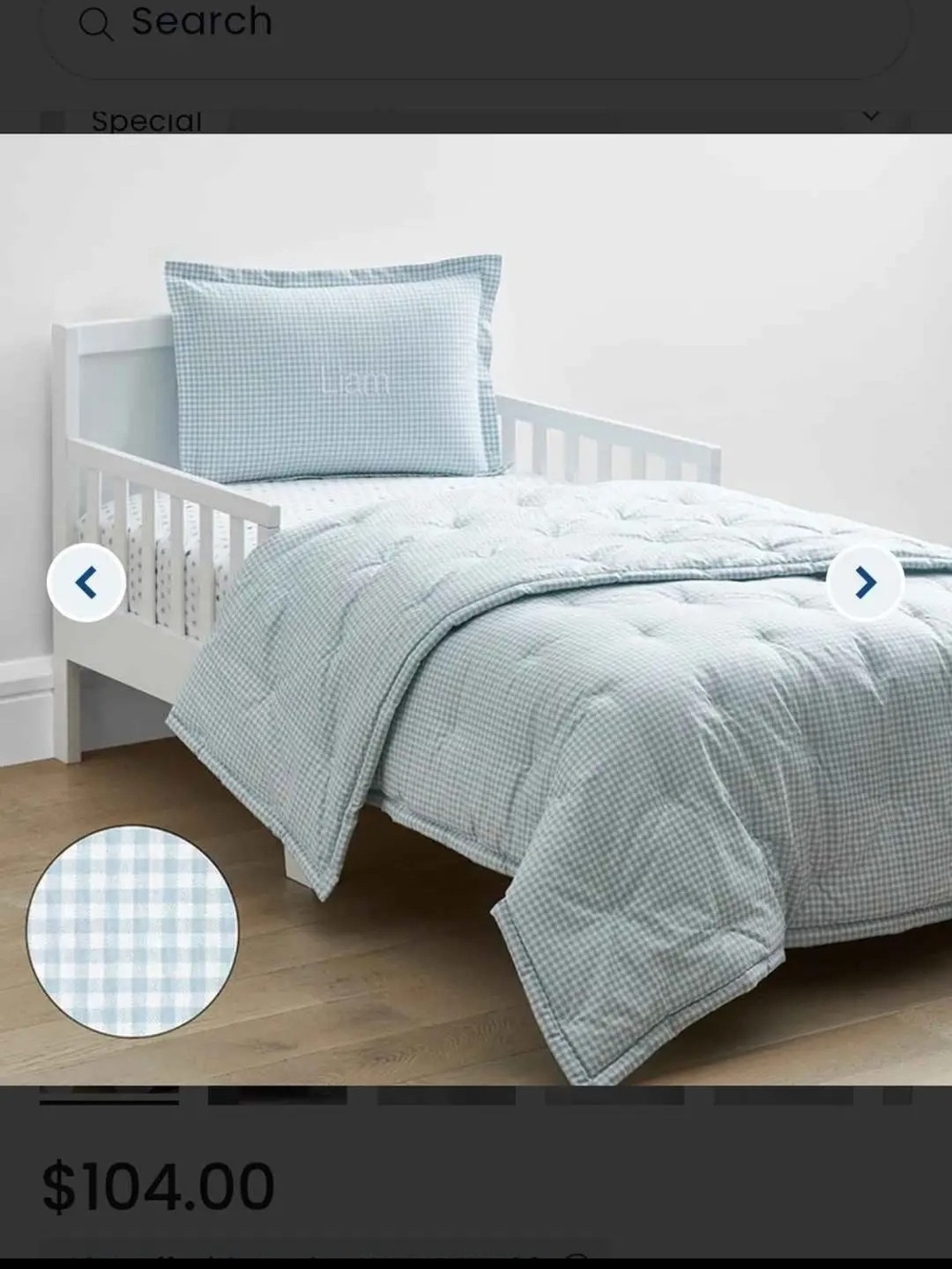 Gingham Toddler Comforter Set in Light Blue - Cozy Nursery Bedding